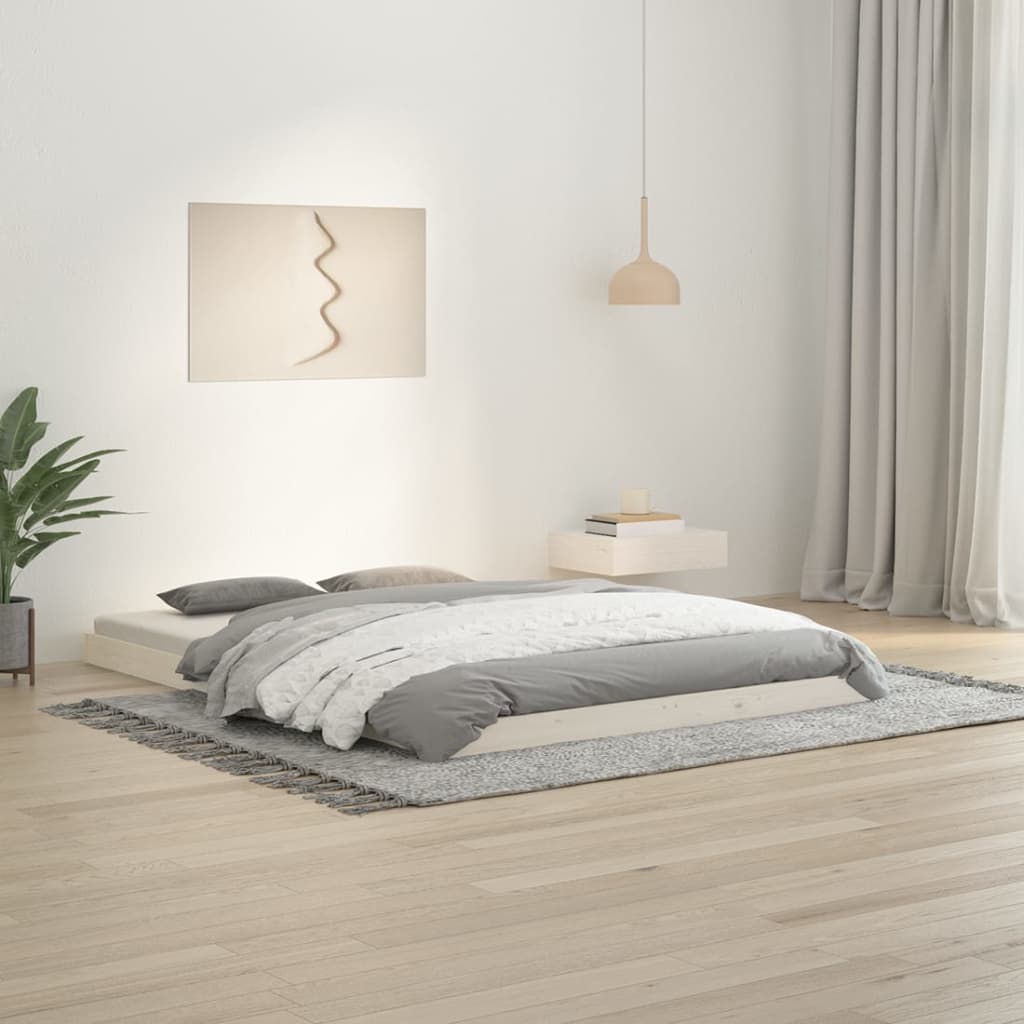 Estructura De Cama Sin Colchón Madera Maciza Marrón