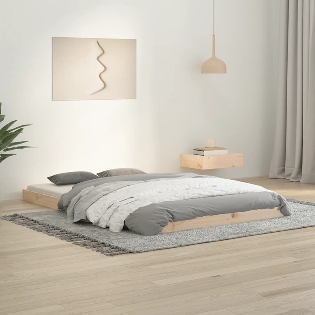 Estructura De Cama Sin Colchón Madera Maciza Marrón