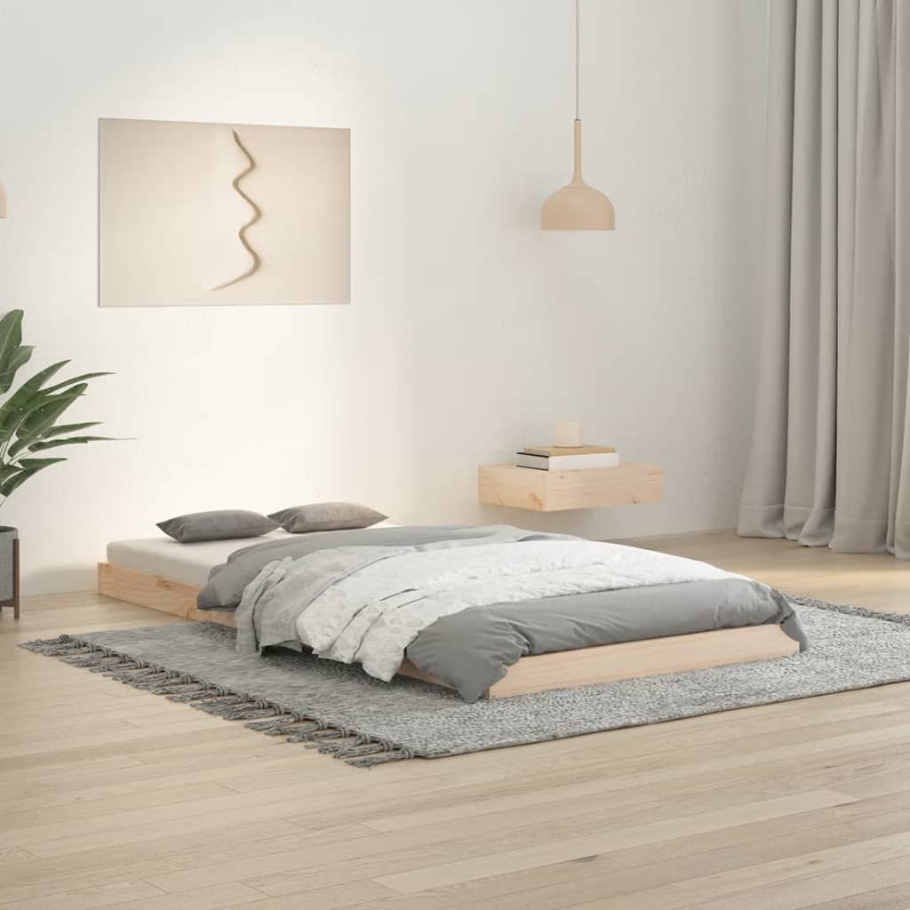 Estructura De Cama Sin Colchón Madera Maciza Marrón