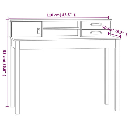 Escritorio De Madera Maciza De Pino 110X50X93 Cm