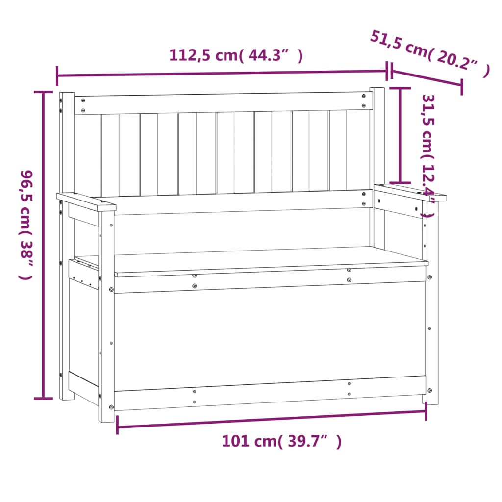 Banco De Madera Maciza De Pino 112,5X51,5X96,5 Cm