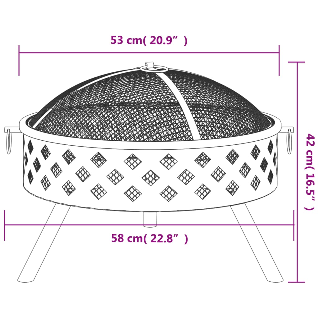 Brasero Con Atizador Acero Xxl 58 Cm
