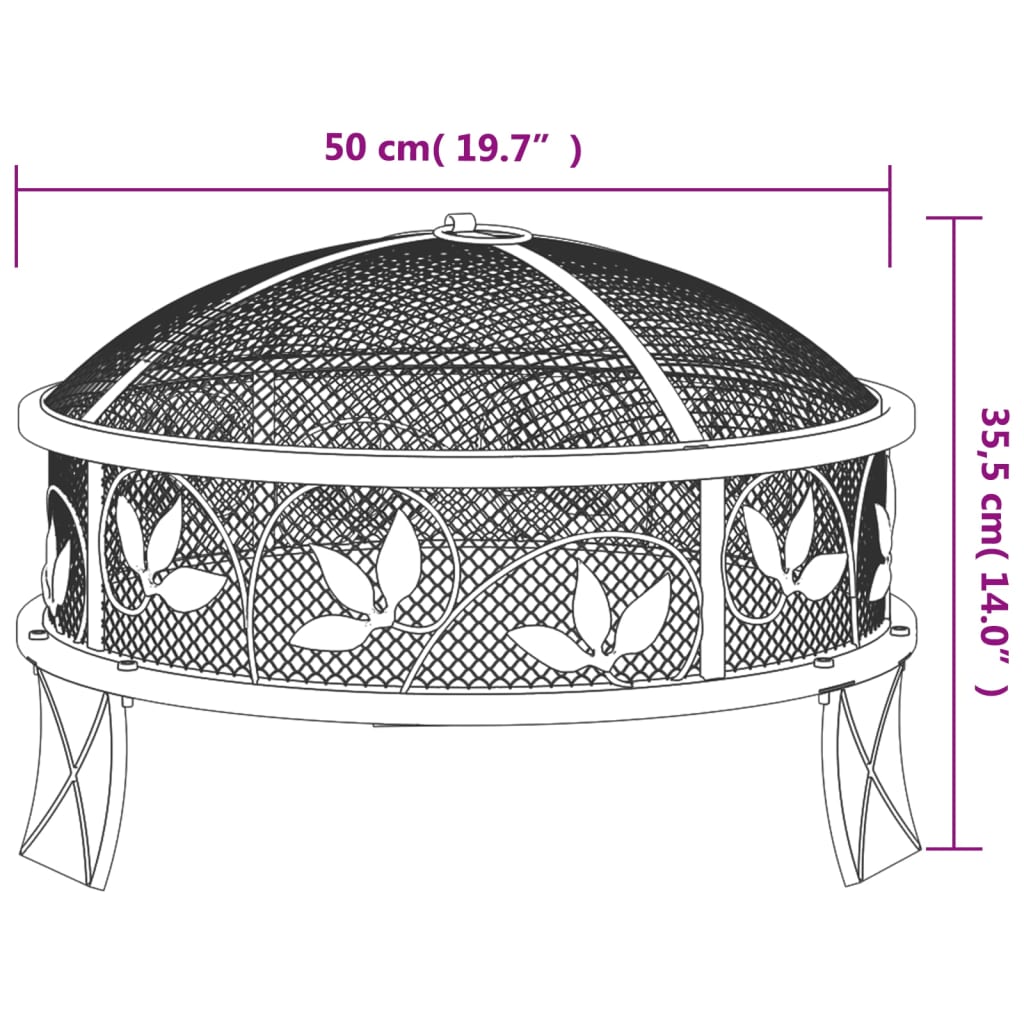 Brasero Con Atizador Acero Xxl 50 Cm