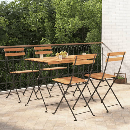 Muebles Cafetería Plegables 7 Pzas Madera Maciza Acacia Y Acero