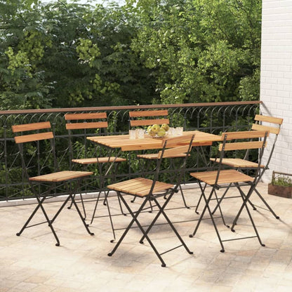 Muebles Cafetería Plegables 7 Pzas Madera Maciza Acacia Y Acero