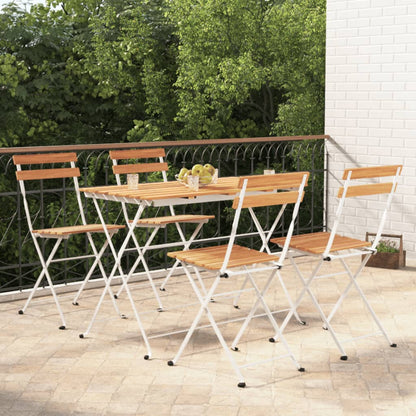 Muebles Cafetería Plegables 7 Pzas Madera Maciza Acacia Y Acero