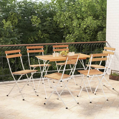Muebles Cafetería Plegables 7 Pzas Madera Maciza Acacia Y Acero