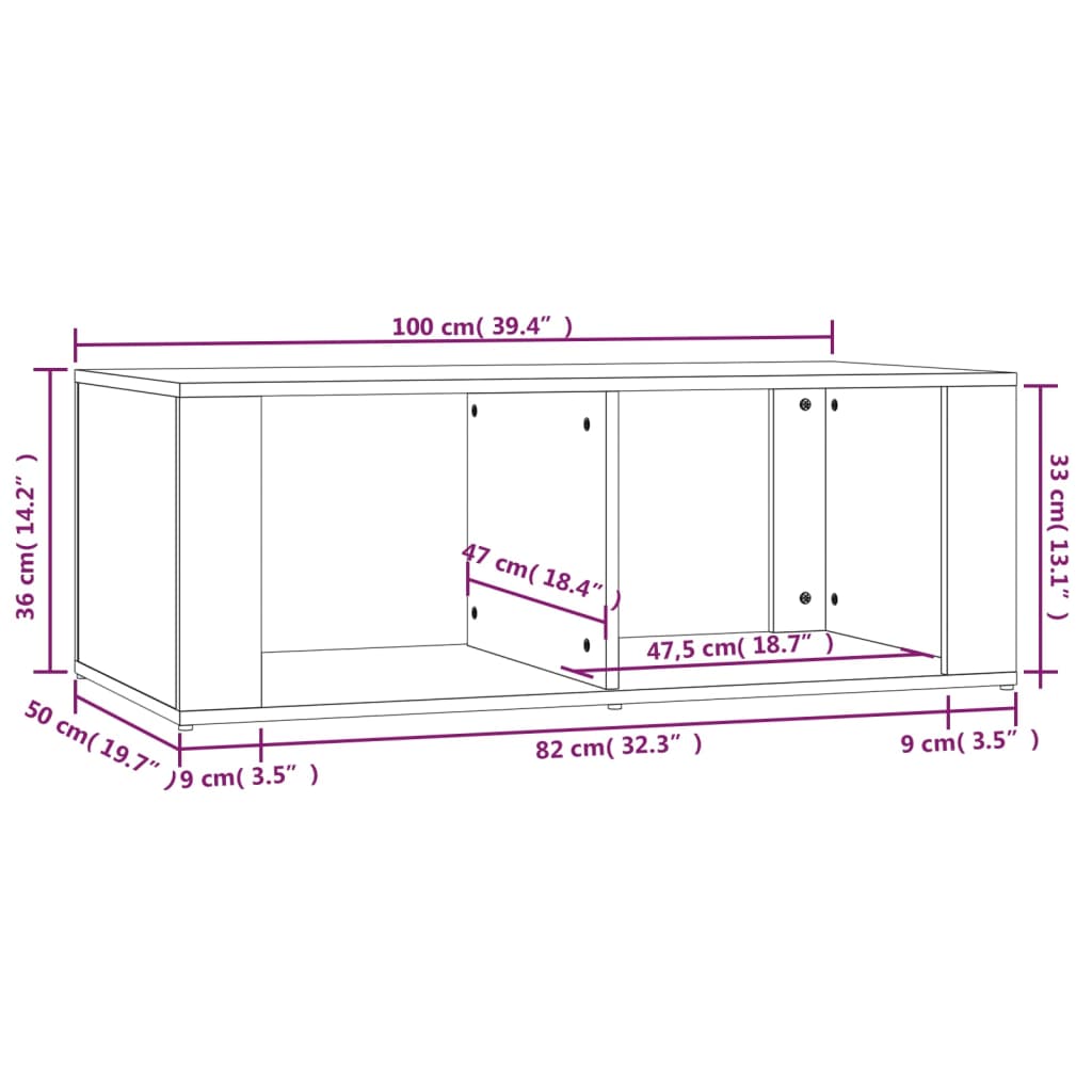 Mesa De Centro Madera Contrachapada 100X50X36 Cm