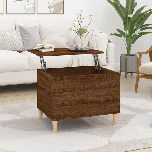 Mesa De Centro Madera Contrachapada Roble Marrón 60X44,5X45 Cm