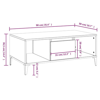 Mesa De Centro Madera Contrachapada 90X50X36,5 Cm