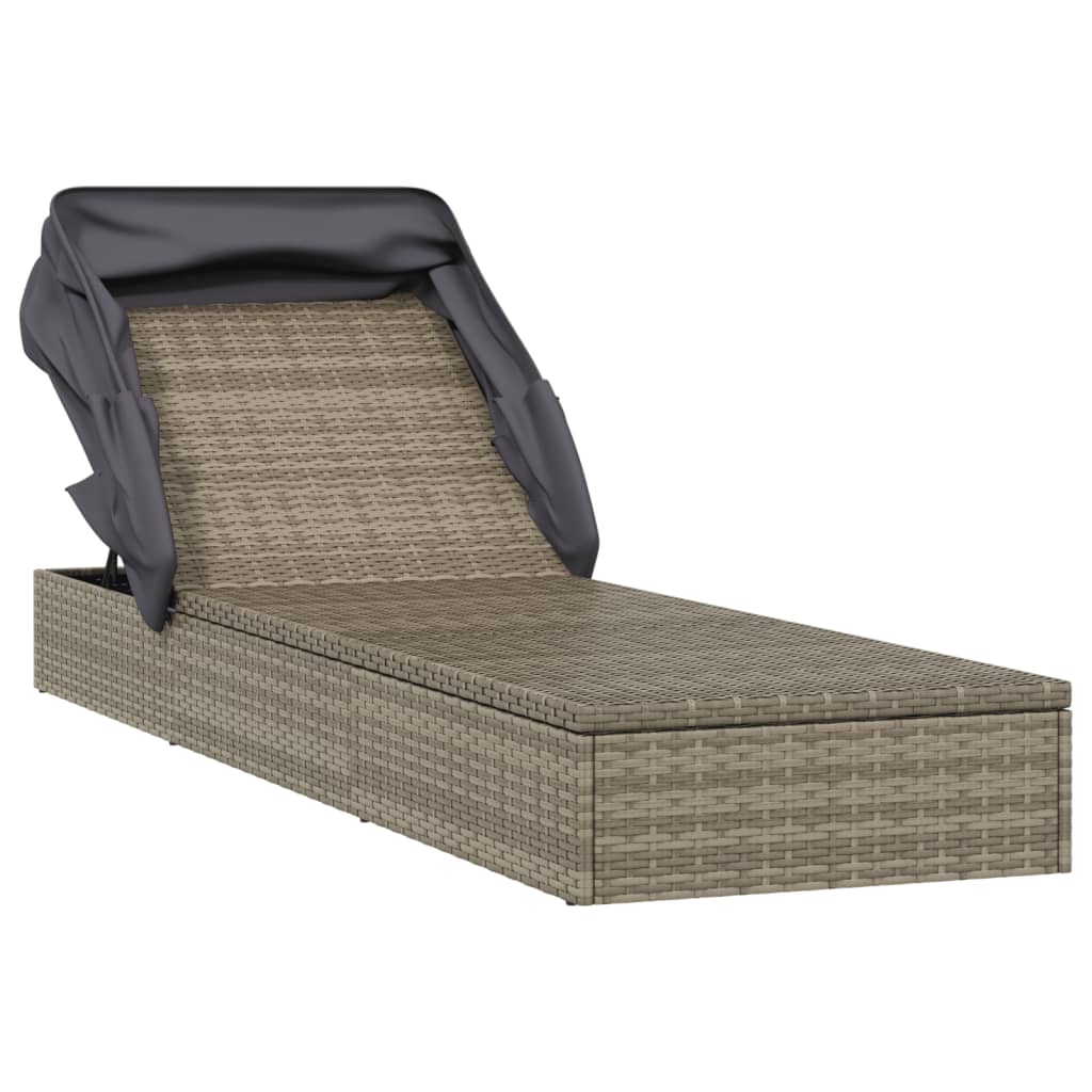 Tumbona Con Toldo Plegable Ratán Sintético 213X63X97Cm