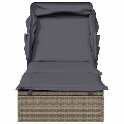 Tumbona Con Toldo Plegable Ratán Sintético 213X63X97Cm