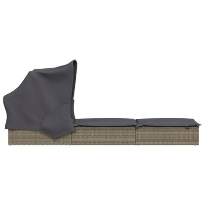 Tumbona Con Toldo Plegable Ratán Sintético 213X63X97Cm