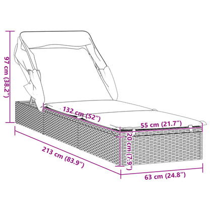 Tumbona Con Toldo Plegable Ratán Sintético 213X63X97Cm