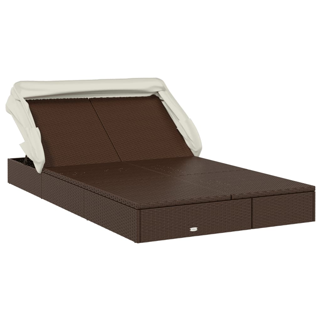 Tumbona 2 Personas Toldo Plegable Ratán Pe 213X118X97 Cm