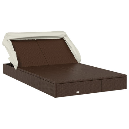 Tumbona 2 Personas Toldo Plegable Ratán Pe 213X118X97 Cm