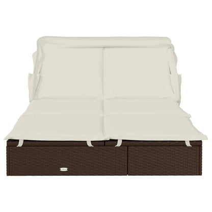 Tumbona 2 Personas Toldo Plegable Ratán Pe 213X118X97 Cm