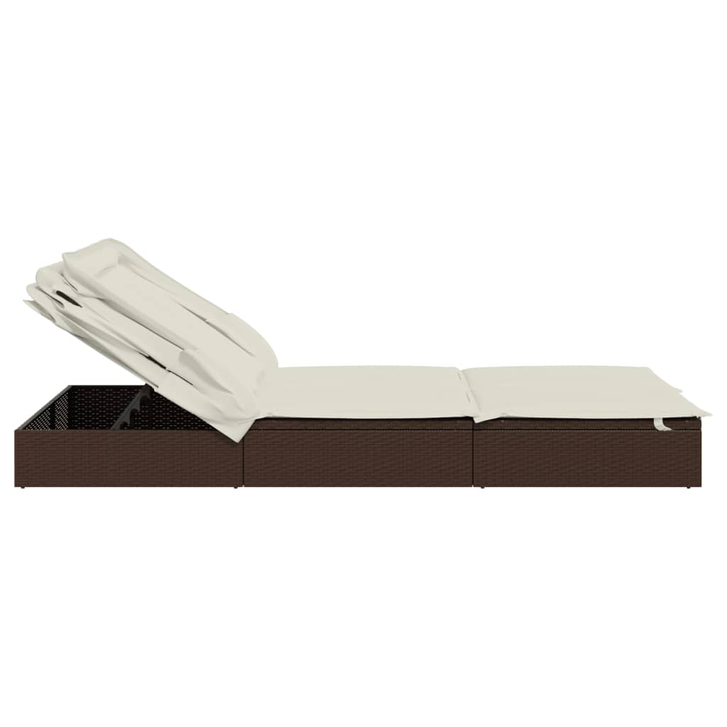 Tumbona 2 Personas Toldo Plegable Ratán Pe 213X118X97 Cm