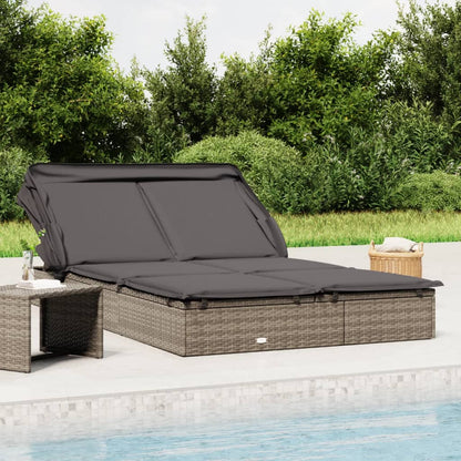 Tumbona 2 Personas Toldo Plegable Ratán Pe 213X118X97 Cm