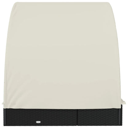 Tumbona 2 Personas Toldo Redondo Ratán Pe Negro 211X112X140 Cm