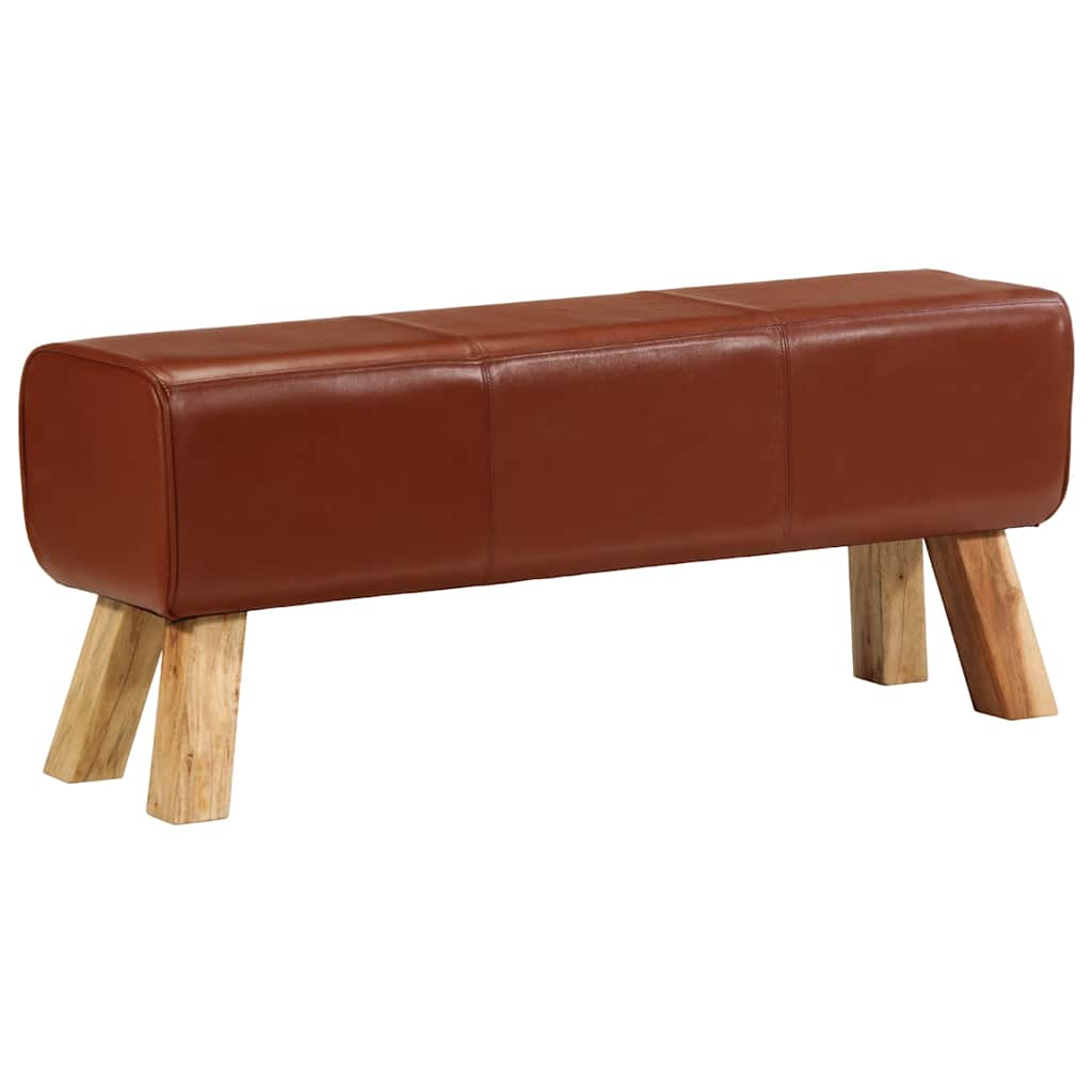 Banco Potro Gimnasio Cuero Auténtico Madera Mango