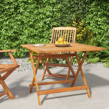 Mesa De Jardín Plegable Madera Maciza De Acacia 90X90X75 Cm