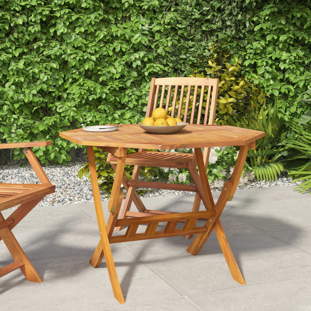 Mesa De Jardín Plegable Madera Maciza De Acacia 90X90X75 Cm