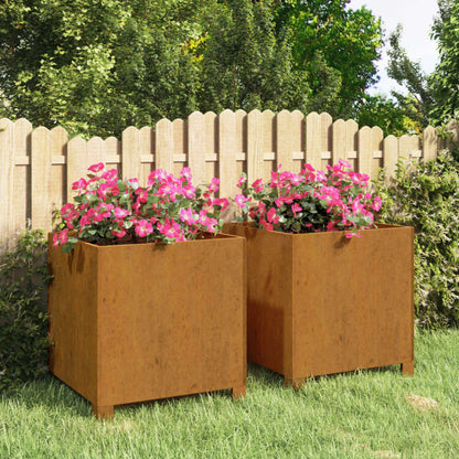 Jardineras Con Patas 2 Uds Acero Corten Oxidado
