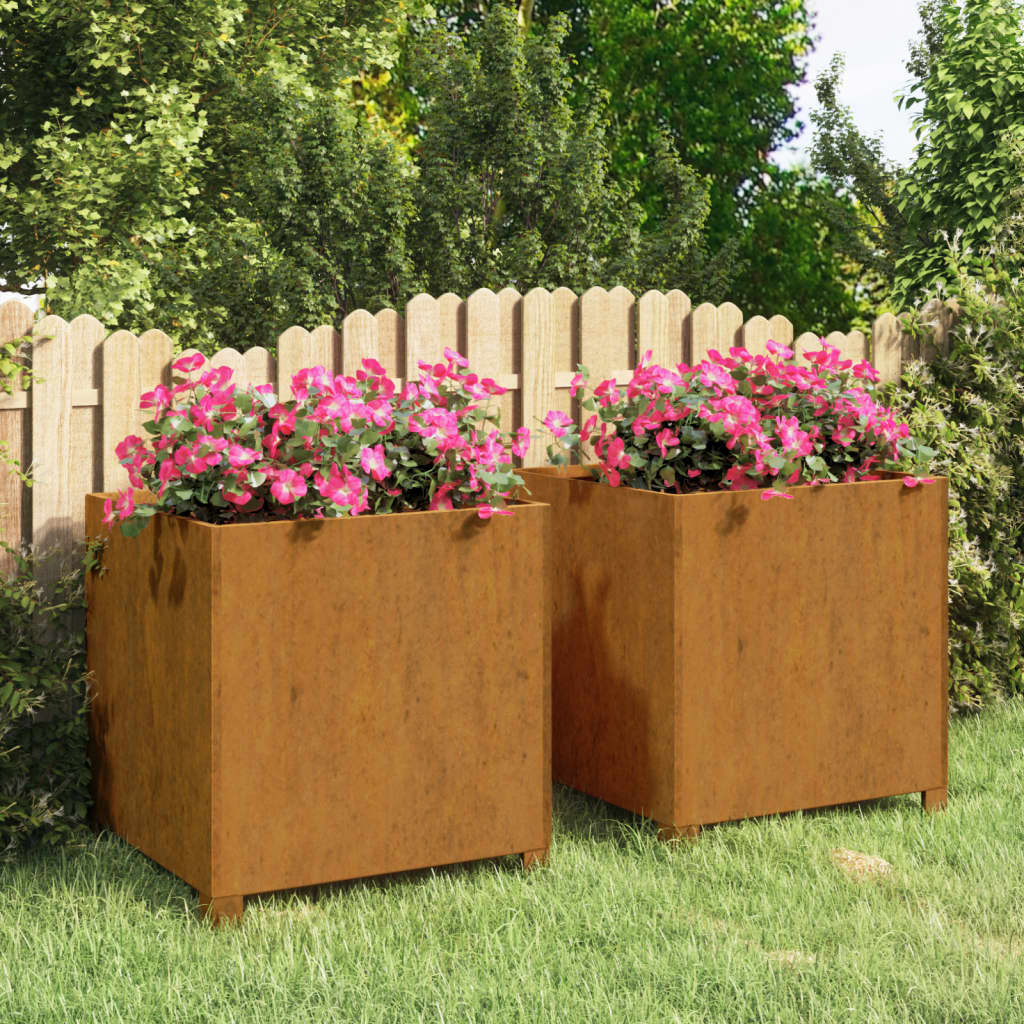 Jardineras Con Patas 2 Uds Acero Corten Oxidado
