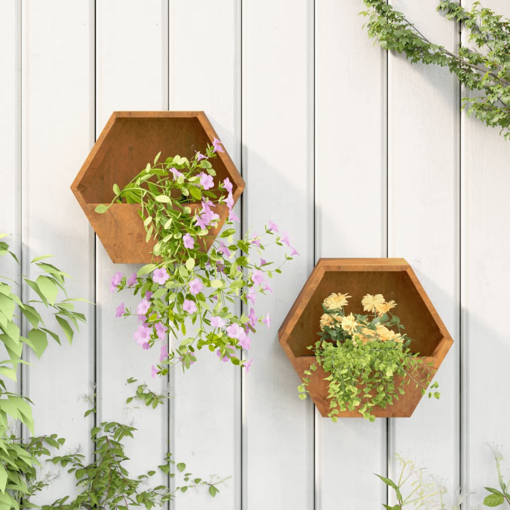 Jardineras De Pared 2 Uds Acero Corten Oxidado