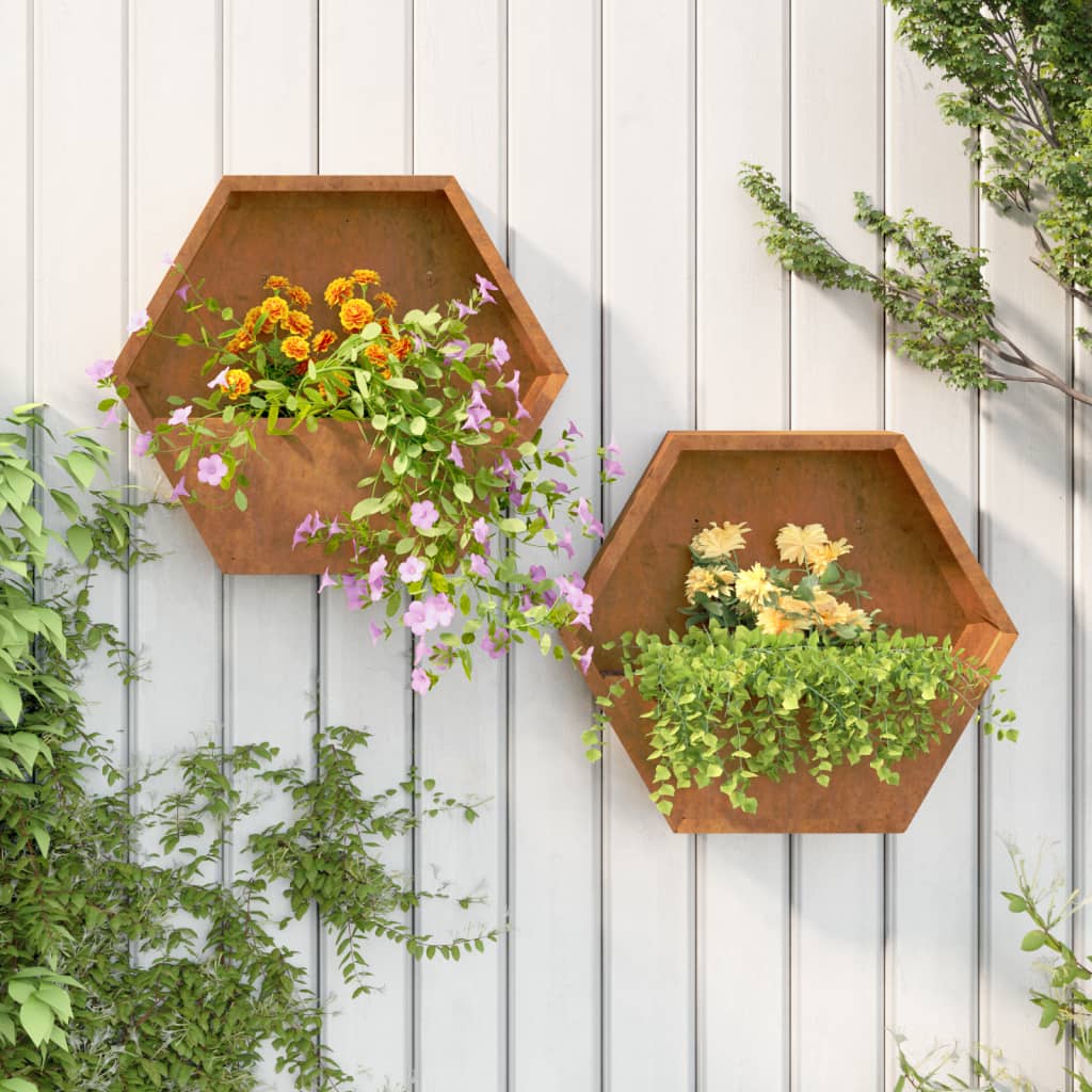 Jardineras De Pared 2 Uds Acero Corten Oxidado
