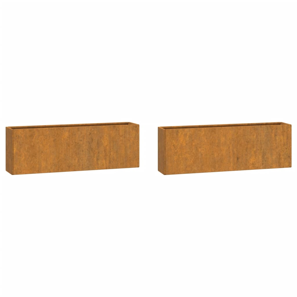 Jardineras De Pared 2 Uds Acero Corten Oxidado 53X10X17 Cm