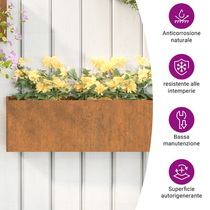 Jardineras De Pared 2 Uds Acero Corten Oxidado 53X10X17 Cm