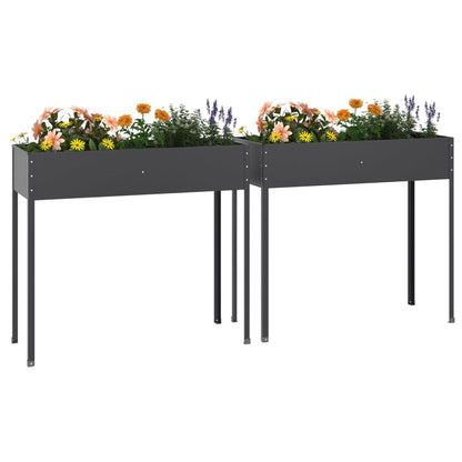 Jardineras 2 Unidades Acero Galvanizado Gris Antracita