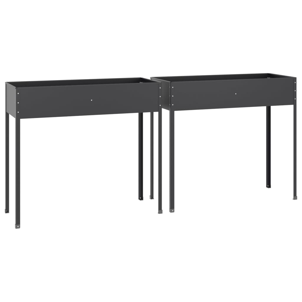 Jardineras 2 Unidades Acero Galvanizado Gris Antracita