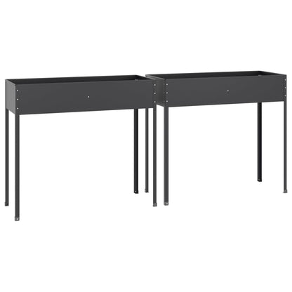 Jardineras 2 Unidades Acero Galvanizado Gris Antracita