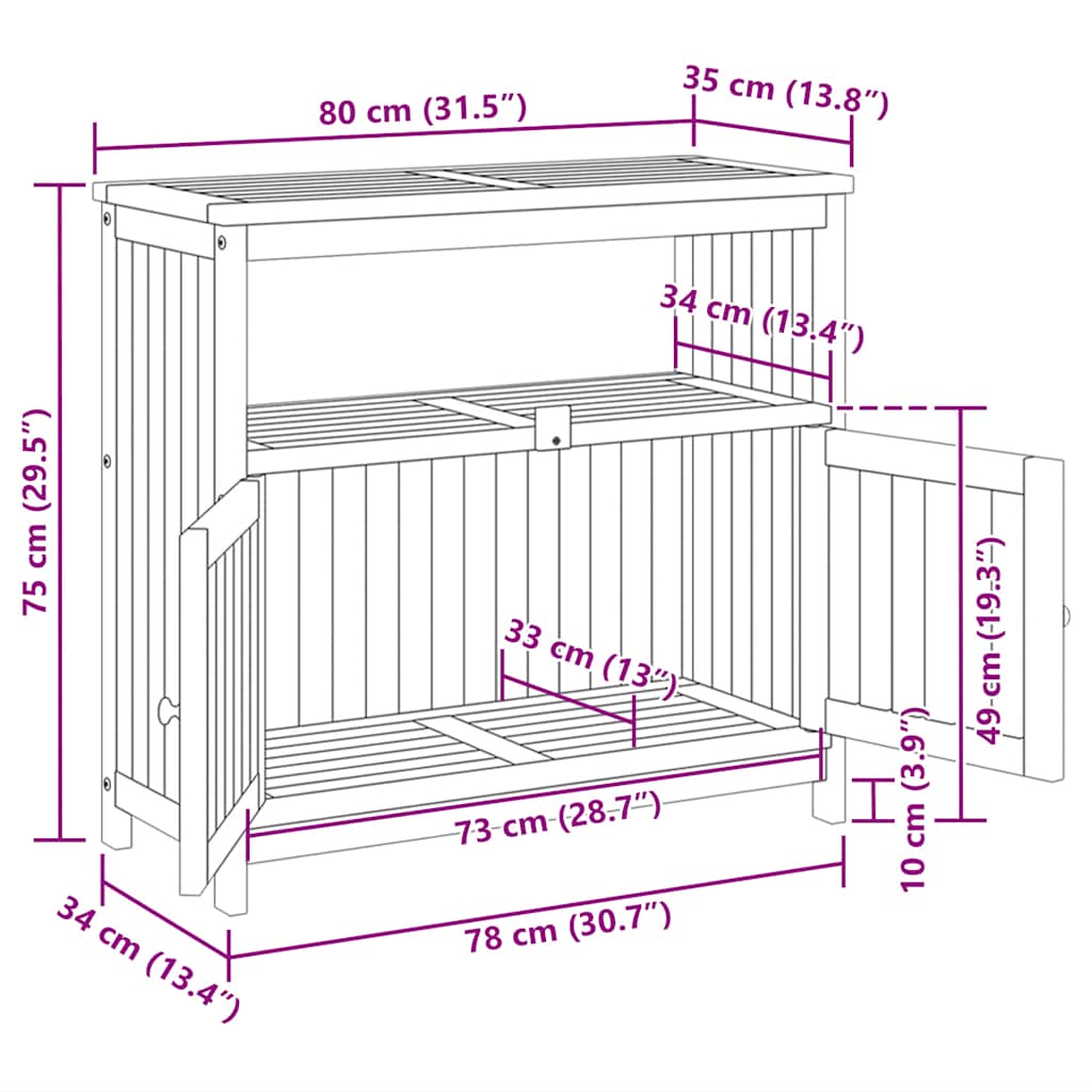 Mesa Consola De Jardín Madera Maciza Acacia