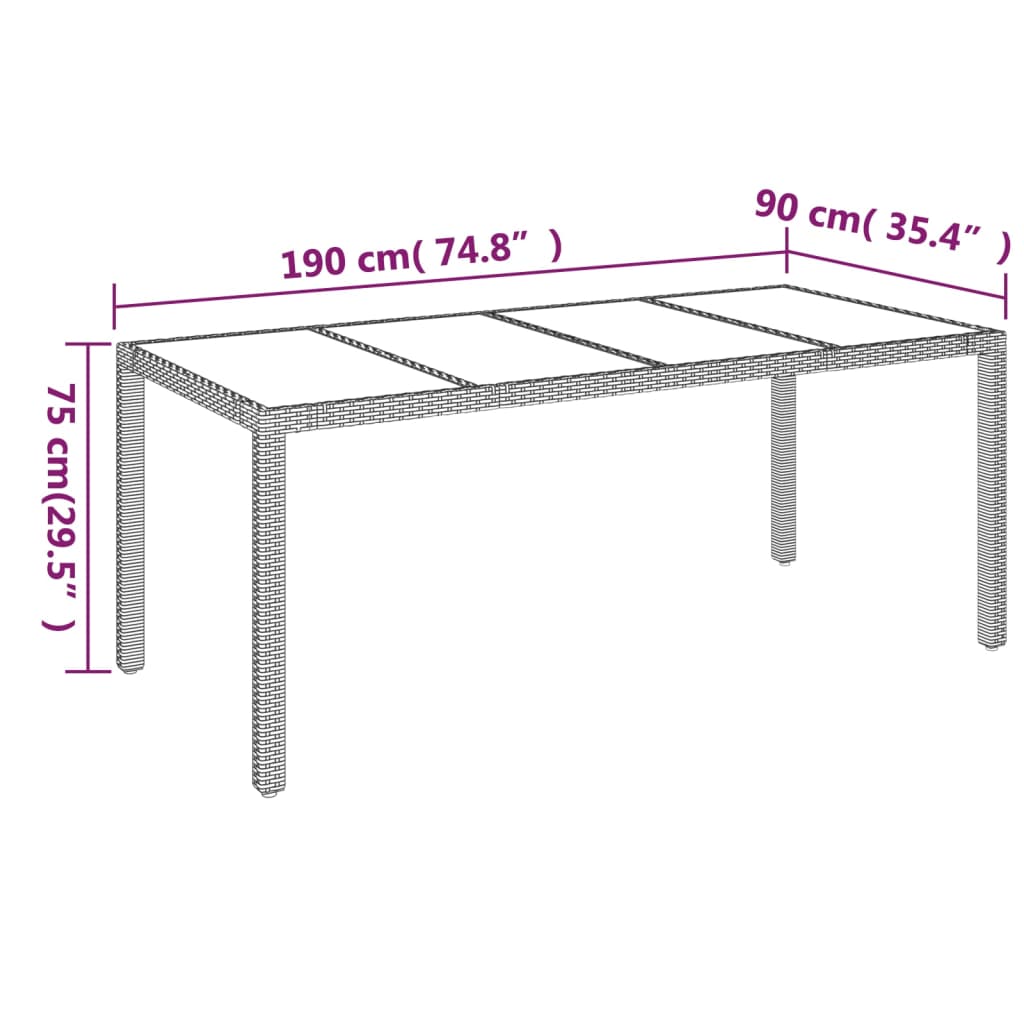 Mesa De Jardín Ratán Pe
