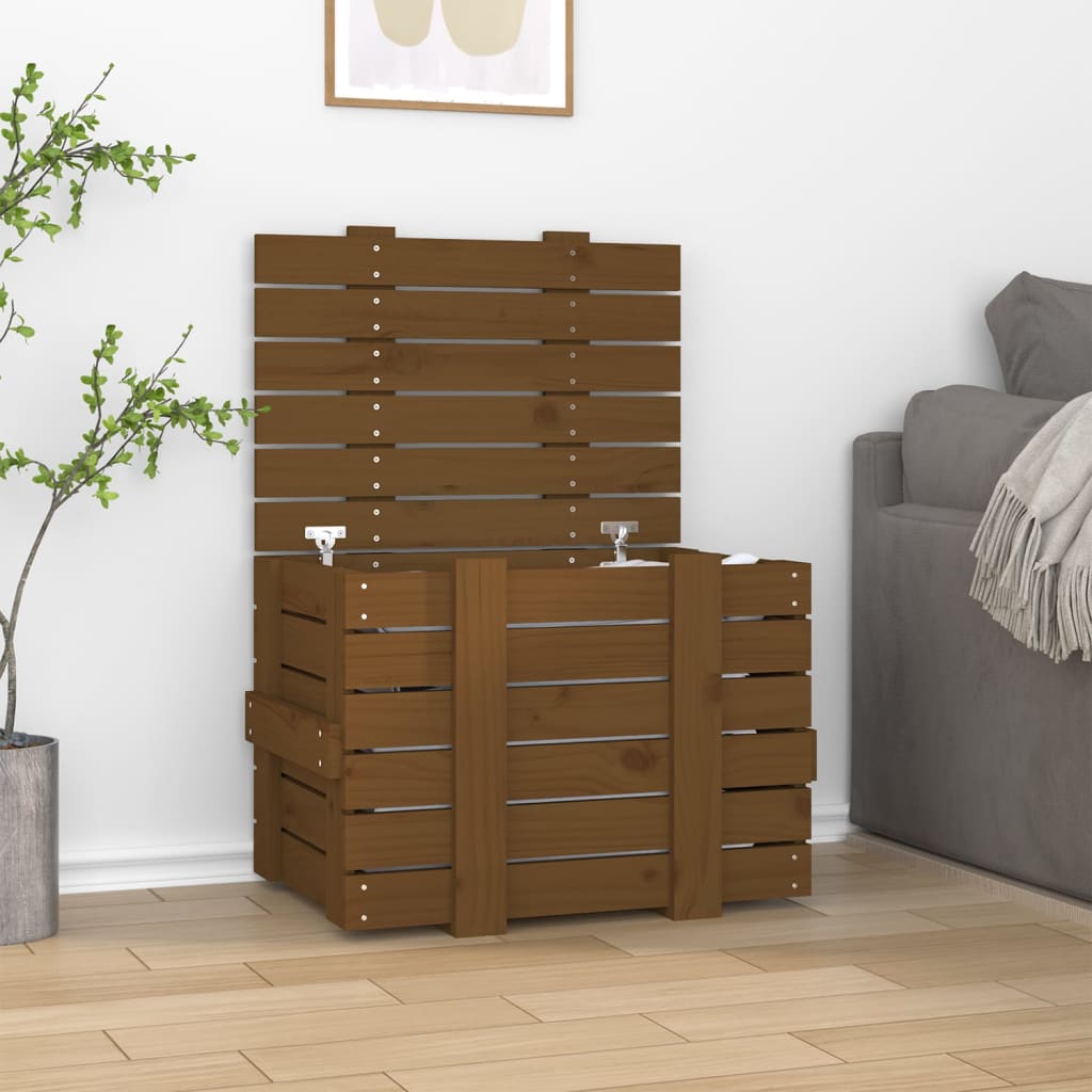 Caja Almacenaje Madera Maciza Pino 91X40,5X42 Cm