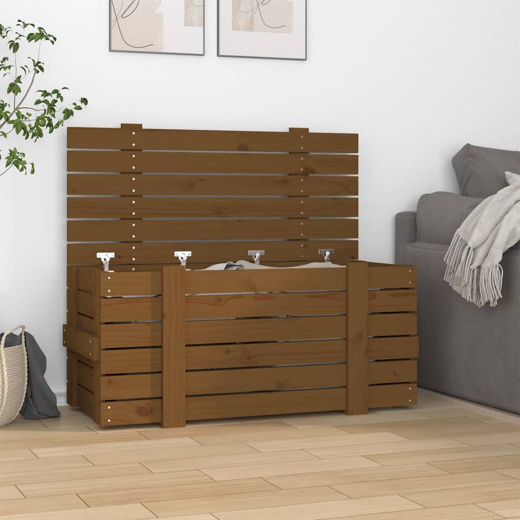 Caja Almacenaje Madera Maciza Pino 91X40,5X42 Cm