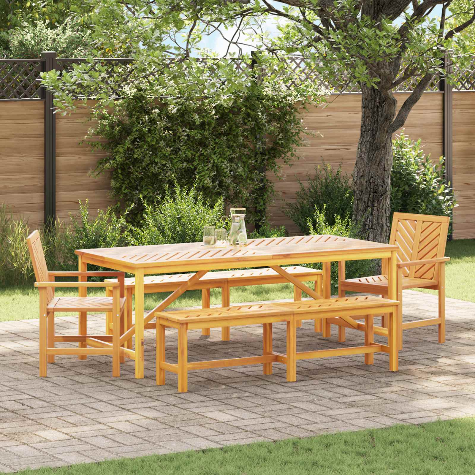 Conjunto De Comedor De Jardín 3 Pcs Marrón