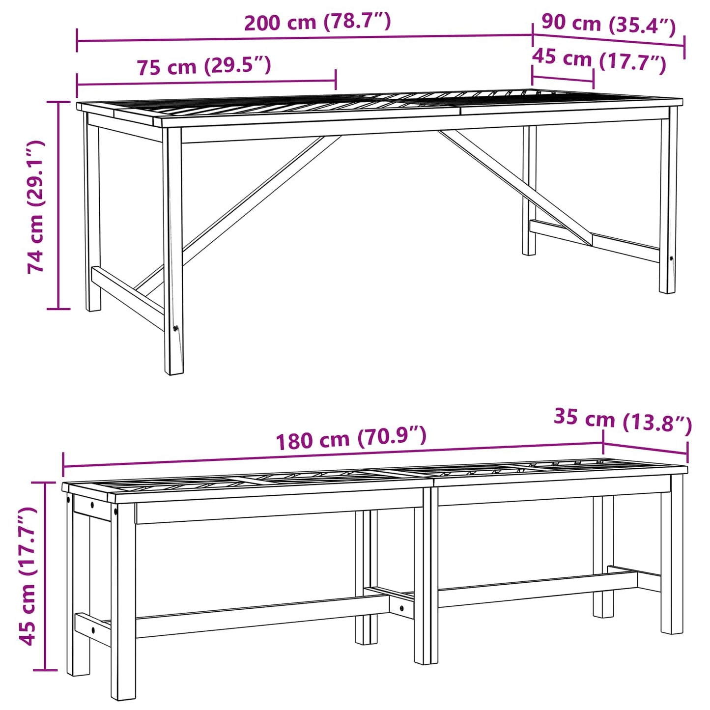 Conjunto De Comedor De Jardín 3 Pcs Marrón