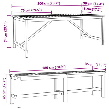 Conjunto De Comedor De Jardín 3 Pcs Marrón