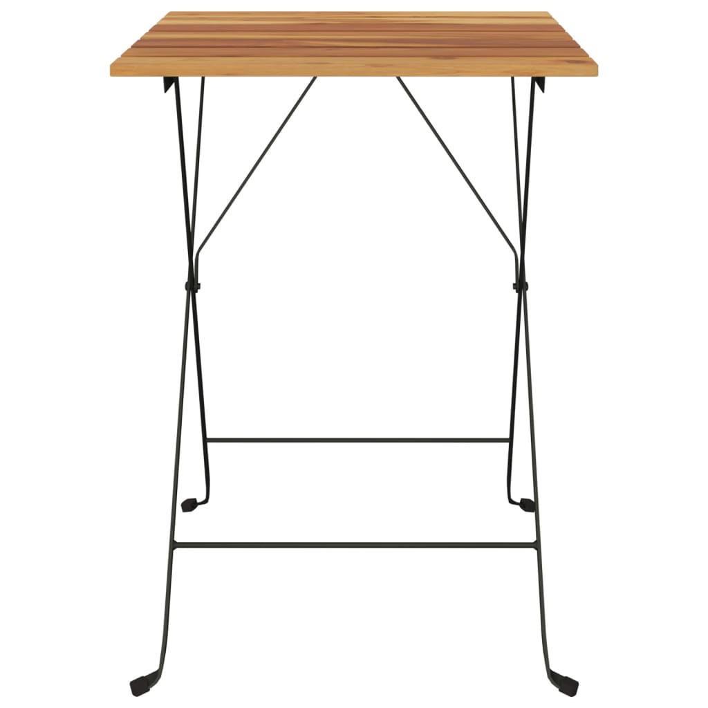 Mesa De Cafetería Plegable Teca Maciza Y Acero 55X54X71 Cm