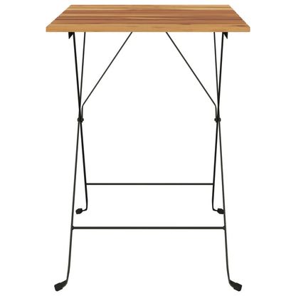 Mesa De Cafetería Plegable Teca Maciza Y Acero 55X54X71 Cm