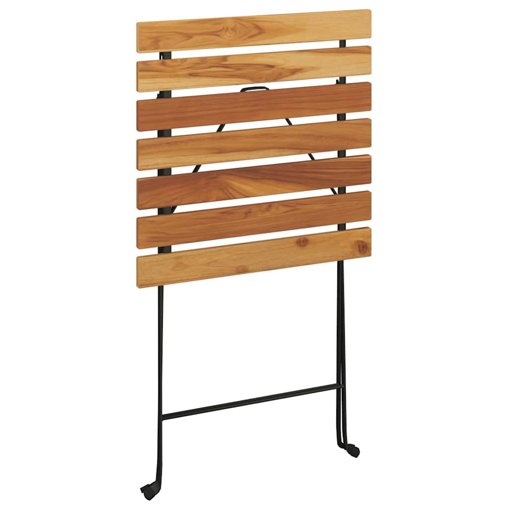 Mesa De Cafetería Plegable Teca Maciza Y Acero 55X54X71 Cm