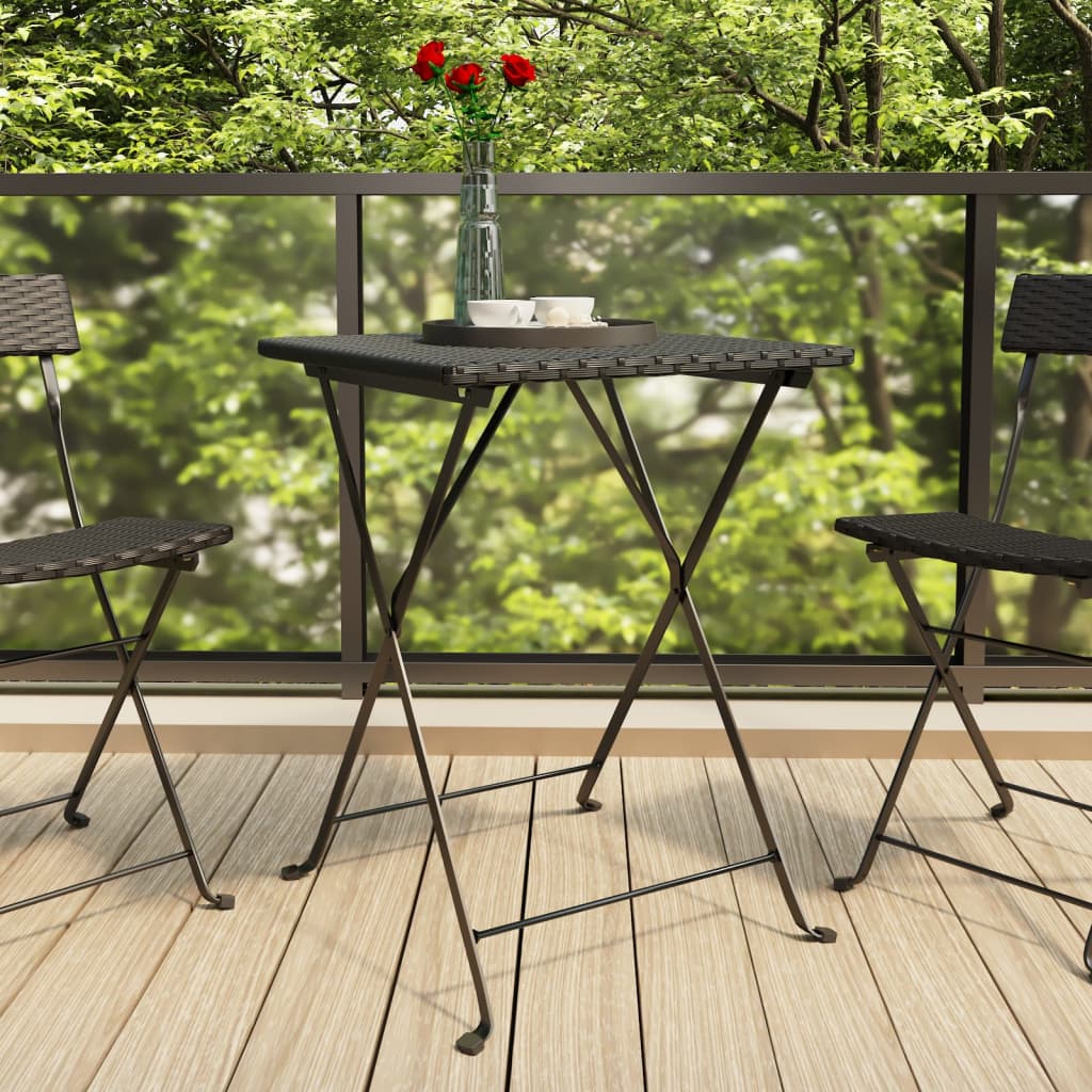 Mesa De Cafetería Plegable Ratán Sintético 55X54X71 Cm