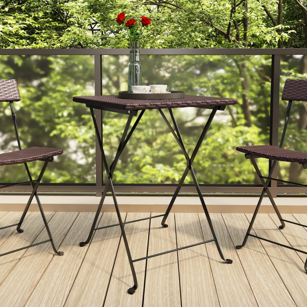 Mesa De Cafetería Plegable Ratán Sintético 55X54X71 Cm