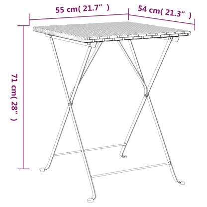 Mesa De Cafetería Plegable Ratán Sintético 55X54X71 Cm