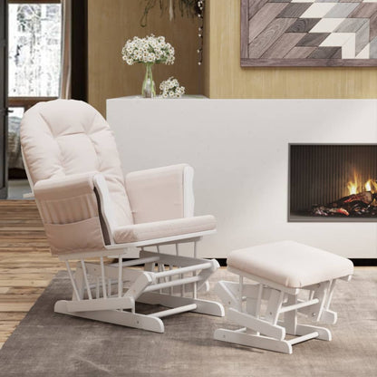 Sillón De Lactancia Con Taburete Tela Gris Claro